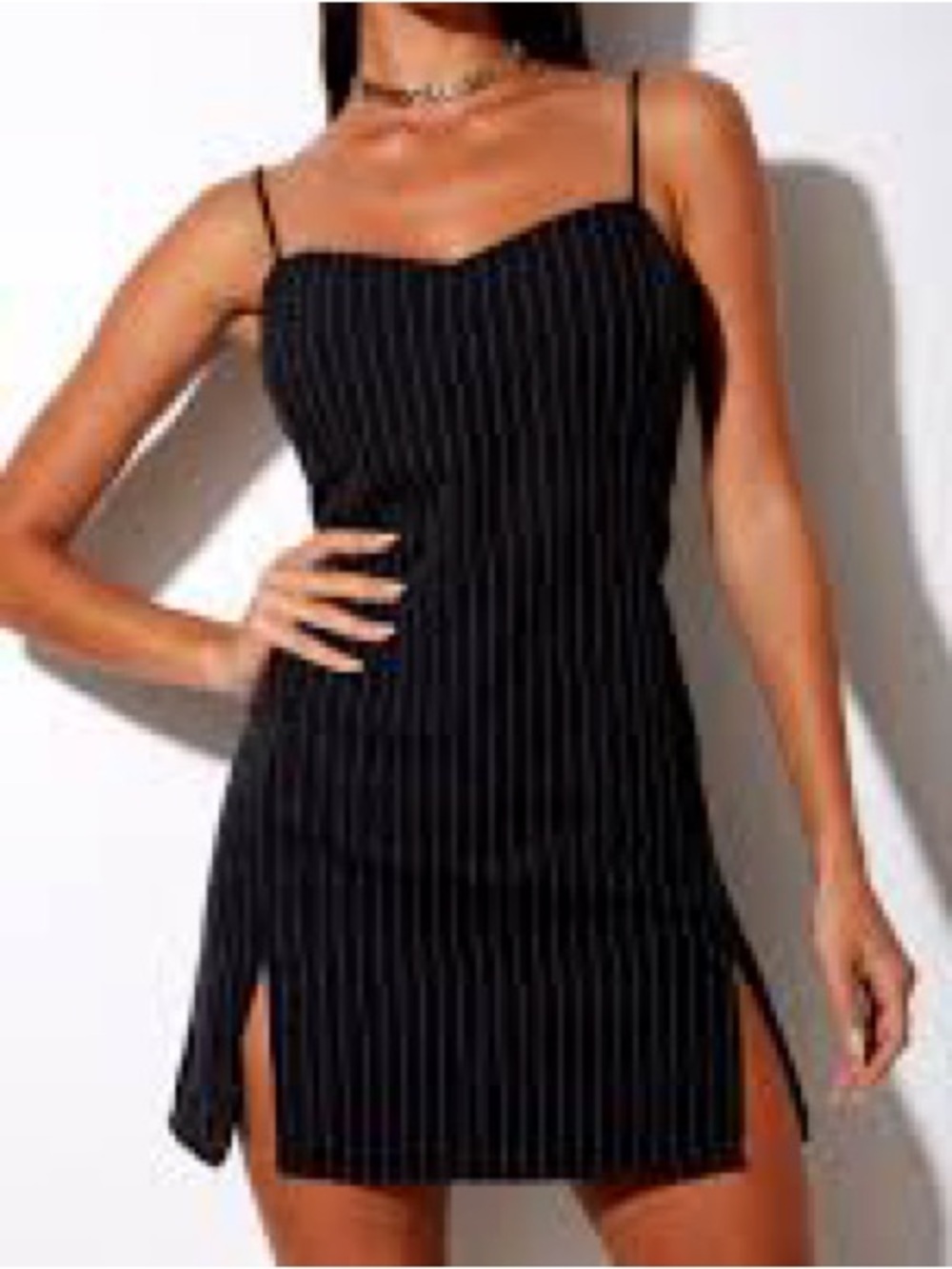 Motel Rocks Black Pinstripe Mini Dress
